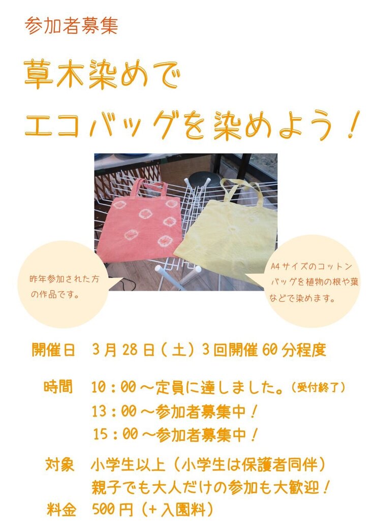 草木染めでエコバッグを染めよう！